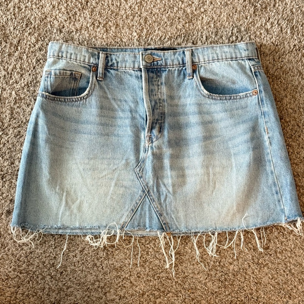 Aeropostale Blue Mini Skirt Casual Frayed Hem
